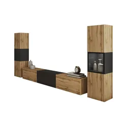 Wohnwand  Berlin , holzfarben , Maße (cm): B: 240 H: 130