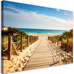 LEINWANDBILD Holzpfad zum Strand Landschaft 60x40cm