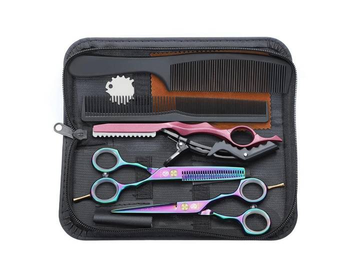 Haarschere Set 14 cm 440C-Edelstahl Buntes Geschenk, Mehrfarbig, Metall, 11x3.4x21.6 cm, Freizeit & Co, Wellness & Gesundheit, Körperpflege
