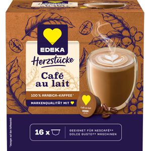 Edeka Kaffeekapseln Herzstücke Cafe au Lait, 16 Kapseln, für Dolce Gusto