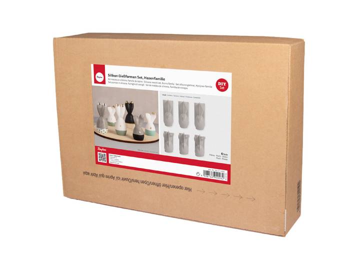 Silikon Giessformen Set Hasenfamilie, 3x Giessform Hase, 3x Giessform Häschen