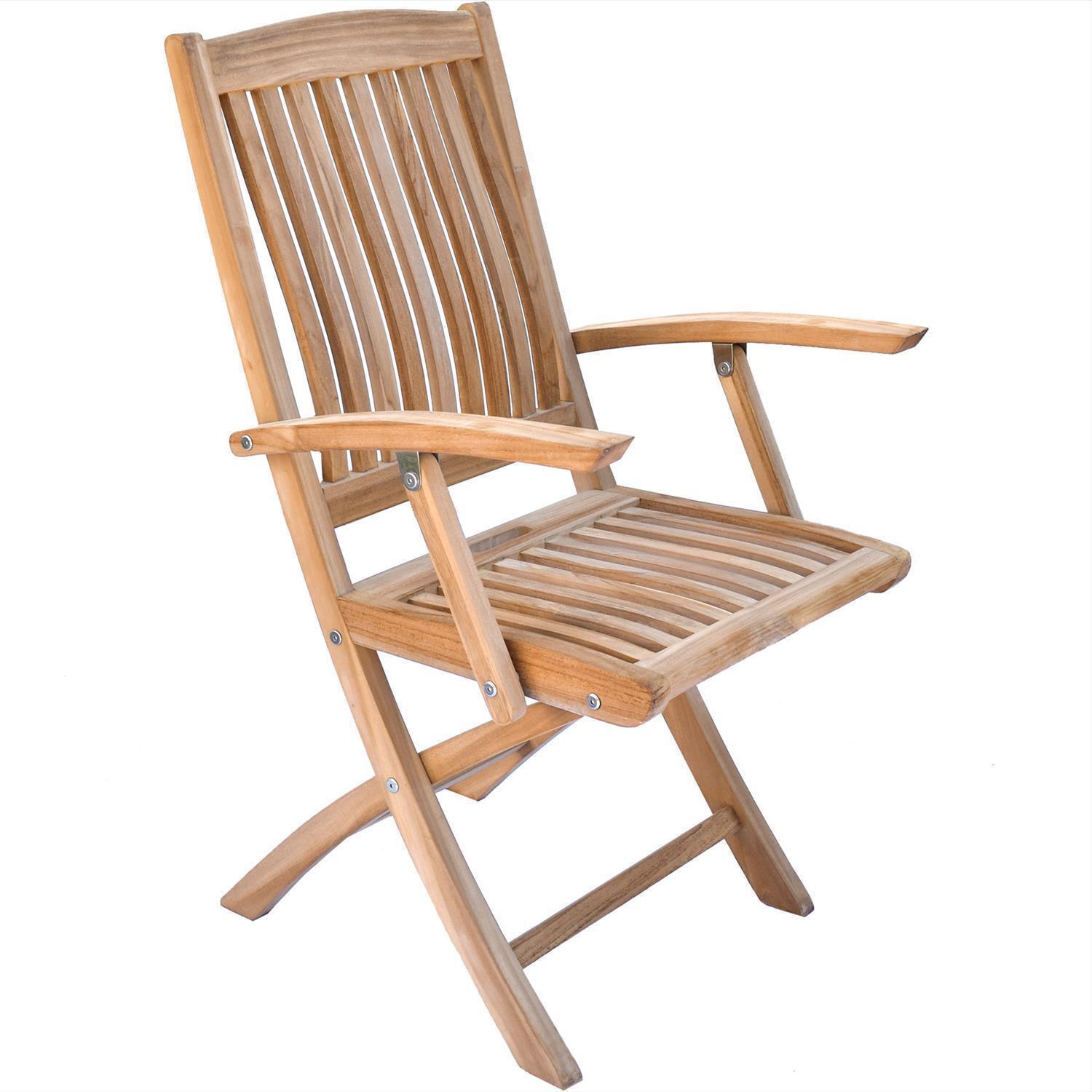 Teak Klappstuhl Ancona mit Armlehnen - 2 Stück 110 cm Rot