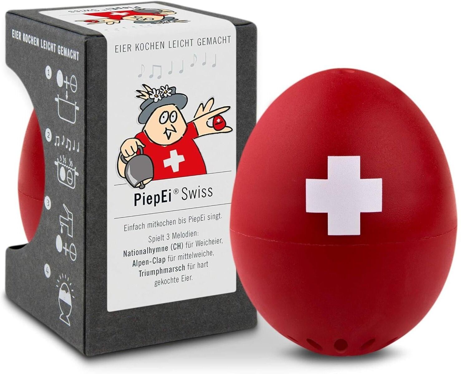 Küchentimer "PiepEi Singende Eieruhr Swiss", rot (rot, weiß), Wecker, Küchentimer rot, weiß Einheitsgröße
