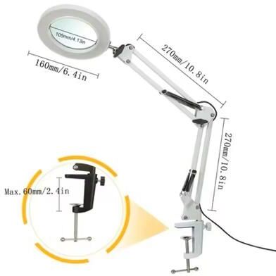 Uplift Essentials LED Magnifying Glass Table Lamp With Adjustable Light And 8X 10X Lens For Soldering And Skincare short white