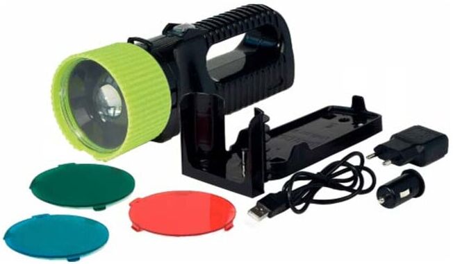 AccuLux Projecteur portatif à batterie 230V/12-24V, noir/jaune 442081 (442081)