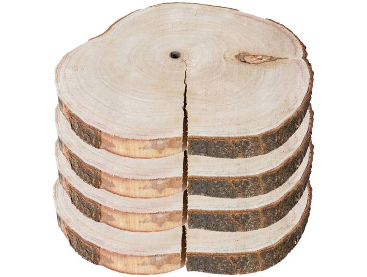 4er-Set Untersetzer aus Holz, Baumstamm Scheiben als Dekoration aus Holz, 31 x 31 x 3 cm