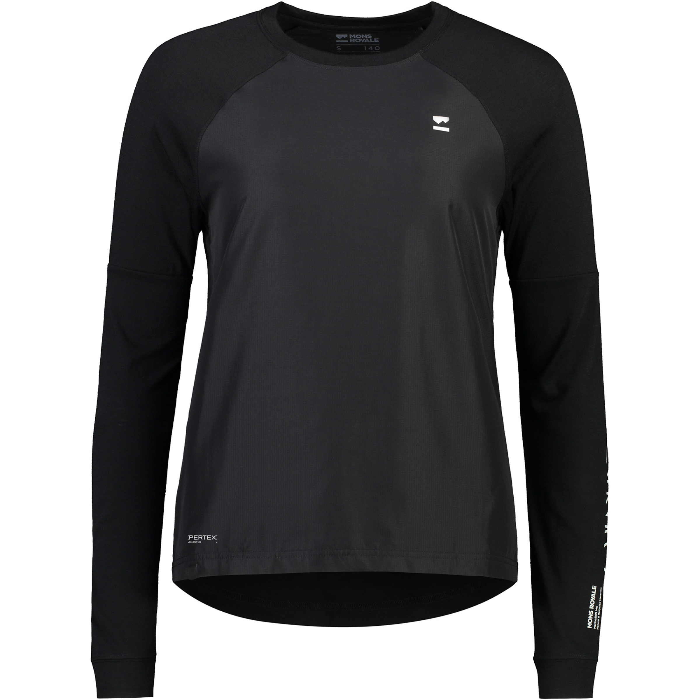 Mons Royale Tarn Merino Bike Wind Damen Longsleeves Merino schwarz Größe L Mountainbike | Gravel Widerstandsfähig Pertex | Merinowolle