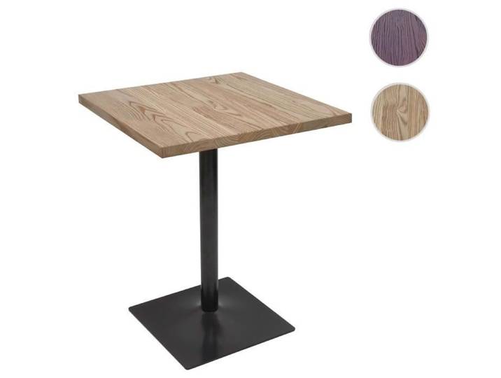 Table de bistrot HWC-H10 - table de bar - gastronomie industrielle bois d'orme certifié MVG 76x60x60cm - brun clair