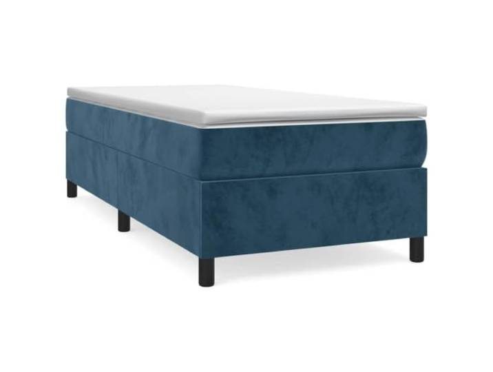 PUGYNBK Boxspringbett, Samt, Dunkelblau, 100 x 200 cm Taschenfederkernmatratze, mittelhart, Sperrholzlatten, hautschonender Bezug