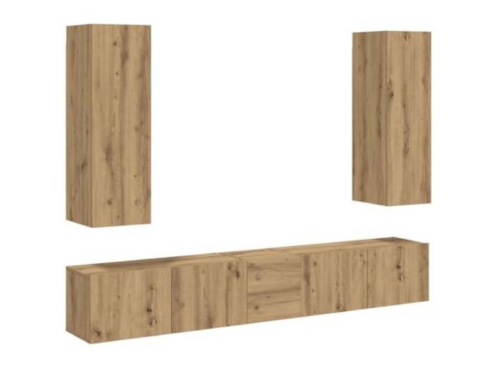 TV-Möbel Wandmontage, modern, praktisch, elegante Aufbewahrung, 80 x 30 x 90 cm, Holz, Eiche, handgefertigt, 5 Stück, 02_0055861