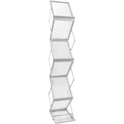 SPRINTIS Prospektständer faltbar BOSTON für 6 x A4, mit Koffer, weiß, beidseitig, für Messen, robustes Design, einfacher Aufbau, platzsparend, PS, Aluminium