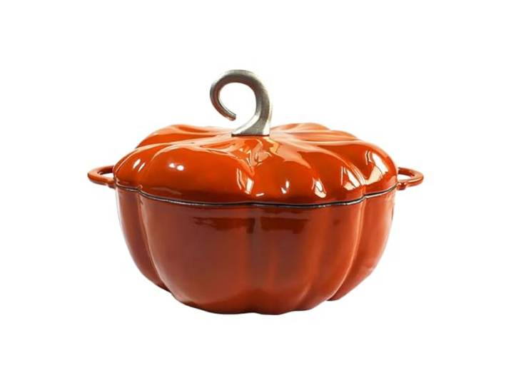 Orangefarbener Kürbis-Bräter Aus Emailliertem Gusseisen, Servierbräter Mit Deckel Griffen, Dekorativer Schmortopf Zum Kochen Für Weihnachtsessen Küchengeschenk Familien