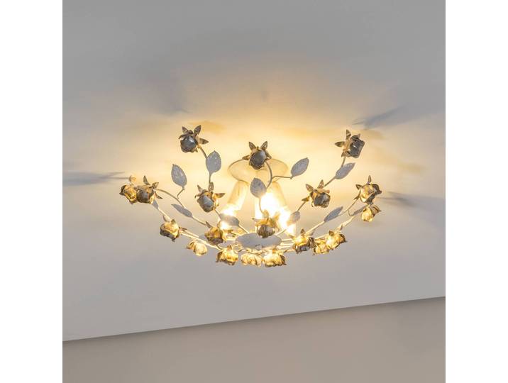 Deckenlampe Carolina ONLI, dimmbar, weiß / opal, für Wohn- / Esszimmer, Metall, Florentiner, Deckenlampe