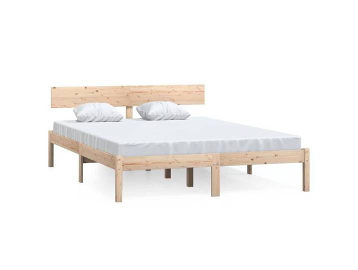 SALE 2025 Cadre de lit - 2 places - bois massif - Charge : 280 kg - CHILL18676