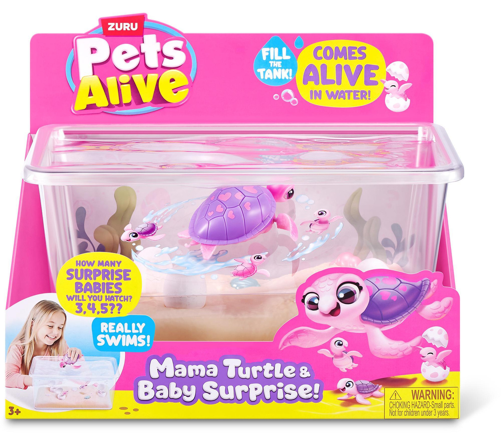 Zuru Pets Alive Mama Turtle and Baby Surprise Set met geluidseffecten
