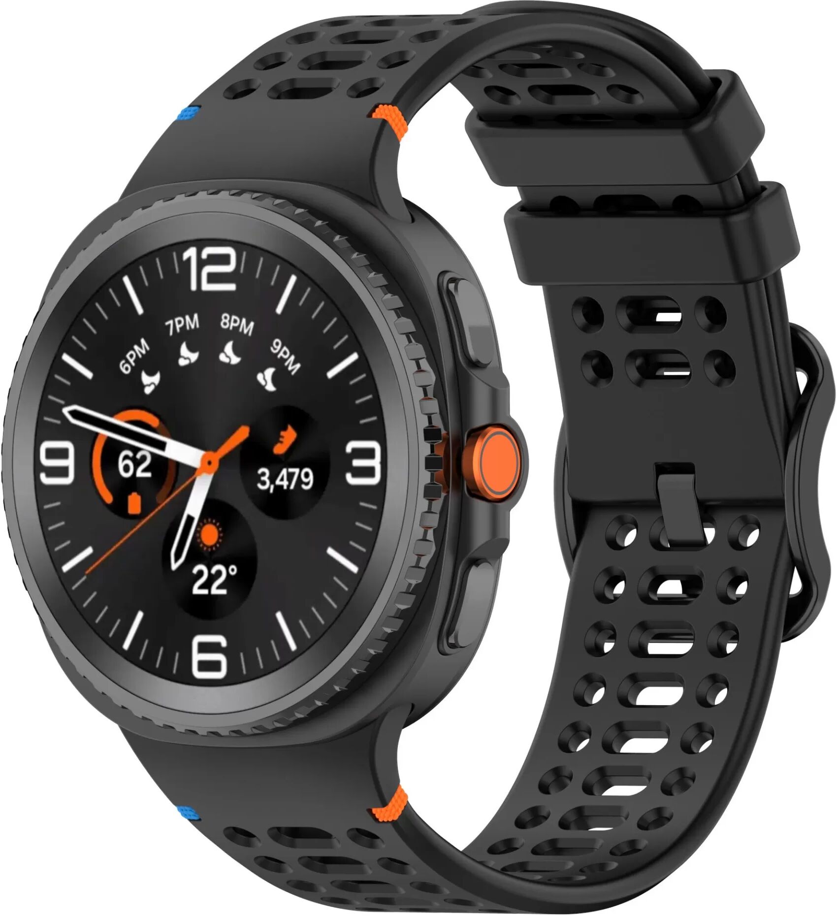 INF Atmungsaktives Silikonarmband für Samsung Watch8/8 Classic, Sport Design Schwarz