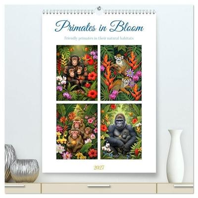 Primates in Bloom (High Quality Premium Wall Calendar 2027 DIN A2 portrait),CALVENDO 12 Month Wall Calendar
