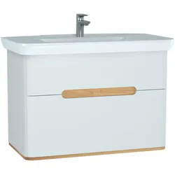 VitrA Sento Set 98 cm Waschtisch + Unterschrank, LED-Beleuchtung 2 Vollauszüge Weiß Matt