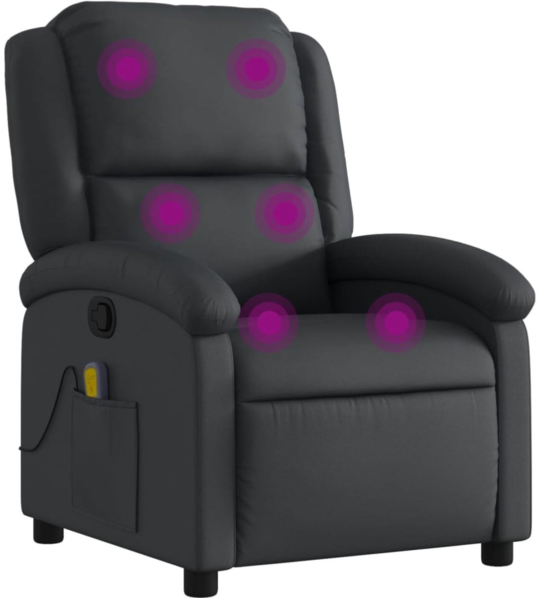 vidaXL Massagestoel van echt leer in zwart