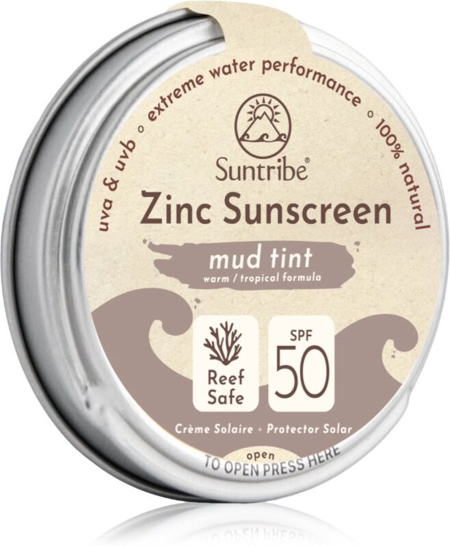 Suntribe Zinc Sunscreen crème protectrice minérale visage et corps SPF 50 Mud Tint 45 g