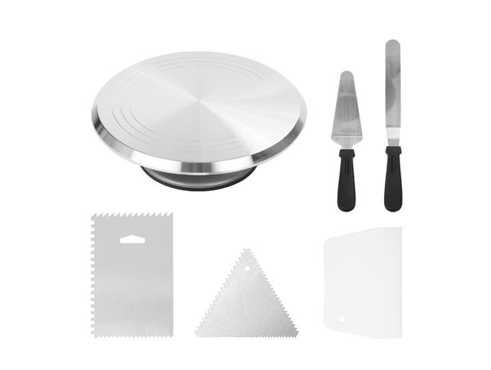 Backset 6-teilig mit Tortenplatte drehbar 28.5 x 9.5 cm