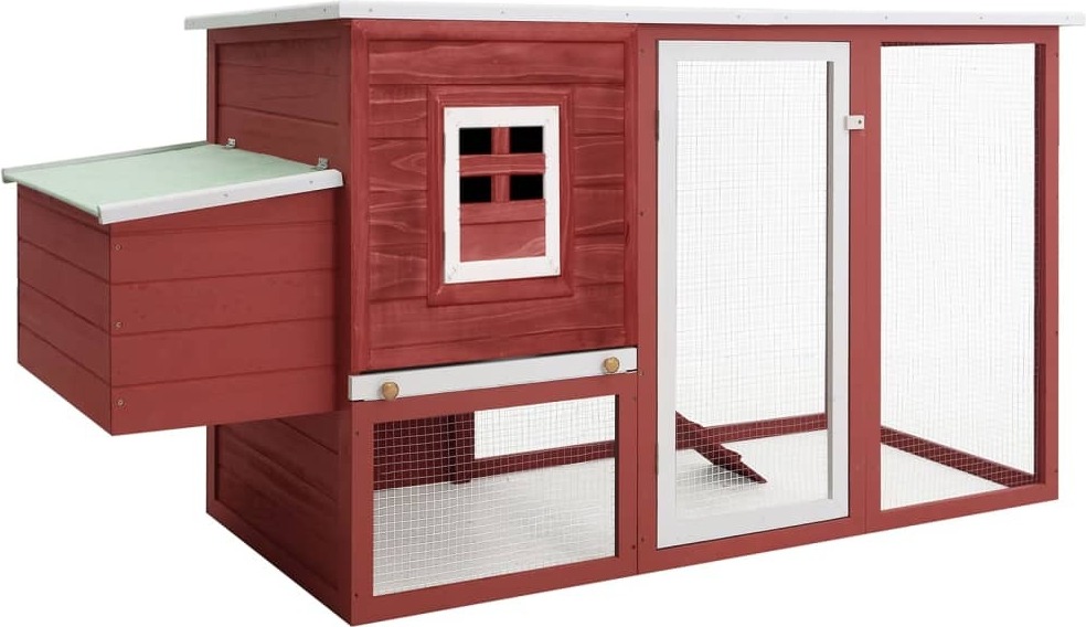 Garten-Hühnerstall mit 1 Legenest Rot Holz