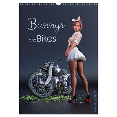 Bunnys and Bikes (Wandkalender 2027 DIN A3 hoch), CALVENDO Monatskalender