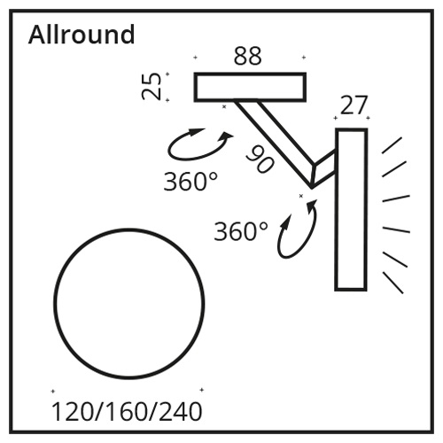 Top Light LED-Wand-/Deckenleuchte ALLROUND 24cm weiß/chrom 7-2202412-22 4251758267580