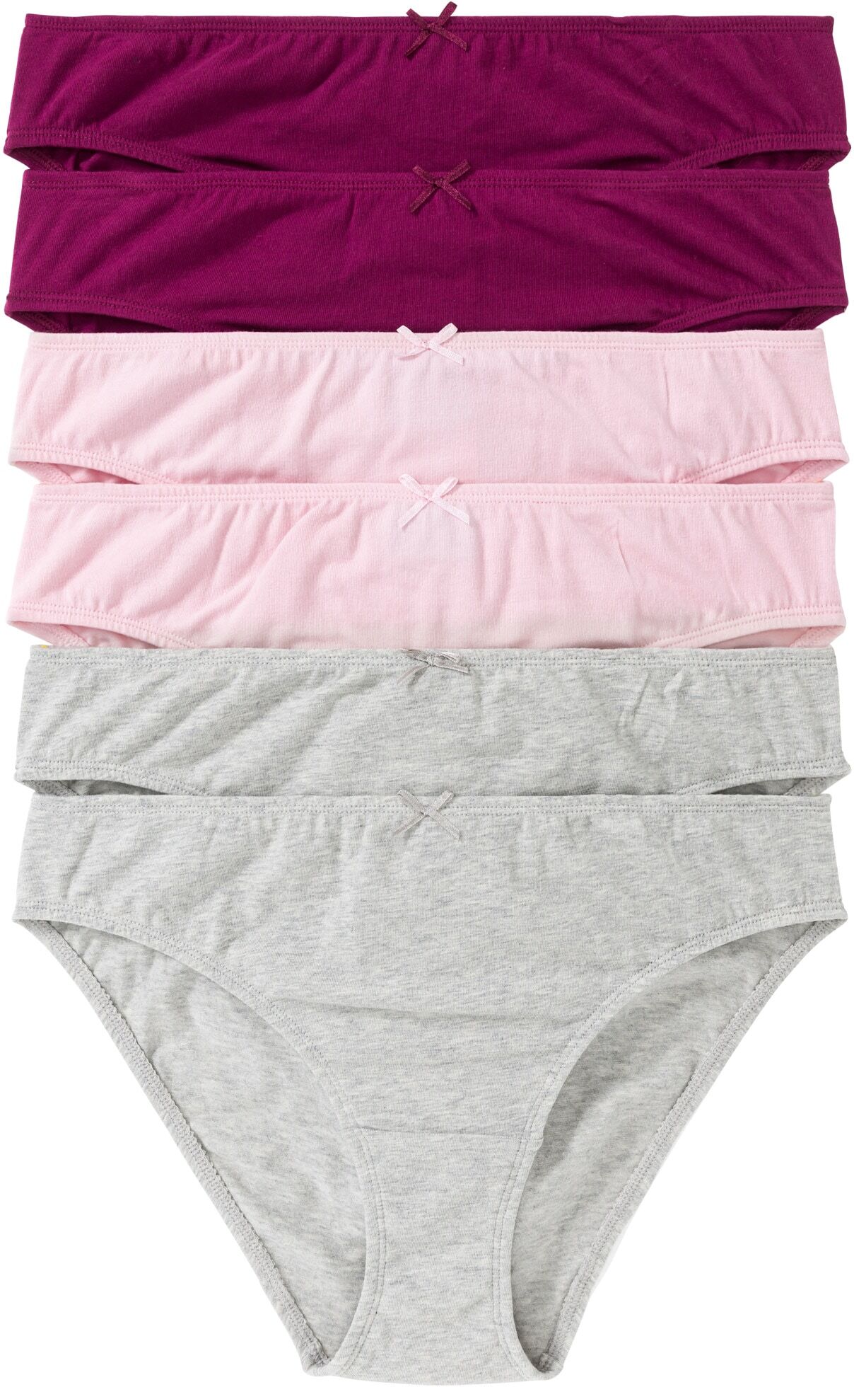 Slip BONPRIX, Damen, Gr. 52/54 (XXL), 6 Stk., lila (beere, rosa, hellgrau meliert), Obermaterial: 95% Baumwolle, 5% Elasthan, Unterhosen Slip, klassische Passform, Zwickel aus Baumwolle, weiche Faser