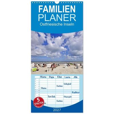 Familienplaner 2027 - Ostfriesische Inseln mit 5 Spalten (Wandkalender, 21 x 45 cm) CALVENDO