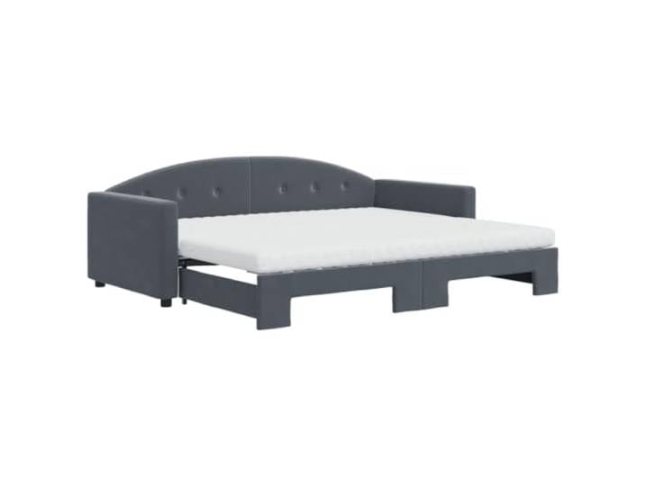 Makastle Tagesbett Ausziehbar mit Matratzen Dunkelgrau Samt 90x200 cm Matratze