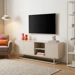 Lowboard Boxholm mit 3 Türen und 2 Fächern 160x30x57 cm Sandfarben [en.casa]