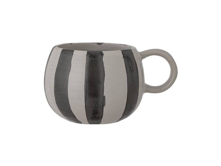 Mug en grès noir, à motifs, rayures verticales blanches - Bloomin