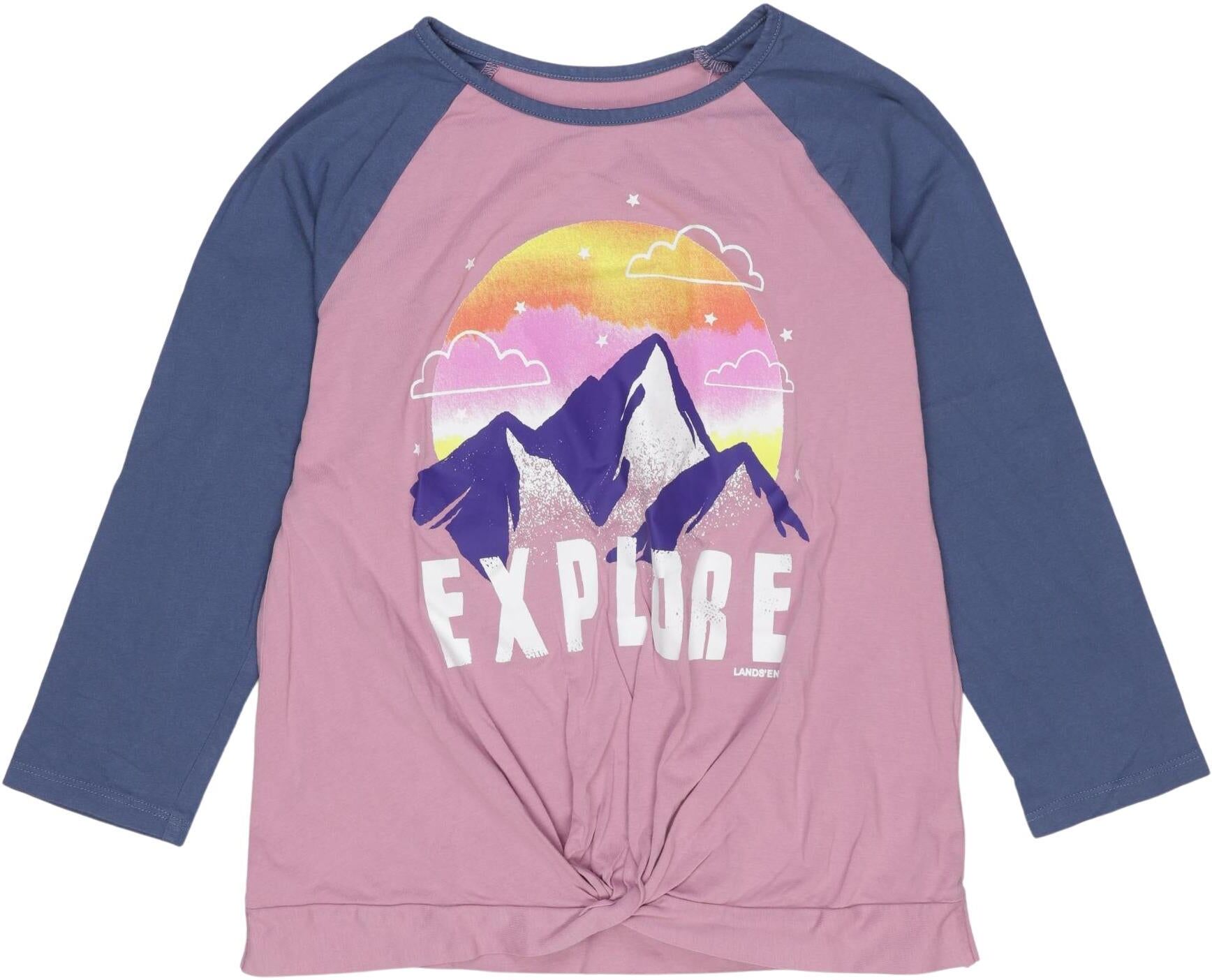 Lands End Mädchen Langarmshirt, Pink, Gr. L, Baumwolle - Second Hand