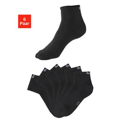 Kurzsocken BENCH. "für Damen und Herren in Baumwollmischung, für Sport und Freizeit", Damen, Gr. 35-38, schwarz (6x schwarz), Baumwollmischung, elastisch, Socken, mit klassischem Logoschriftzug, ohne Frottee