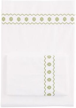 Petite Fleur Embroidered Sheet Set - Sage, Full - Ballard Designs