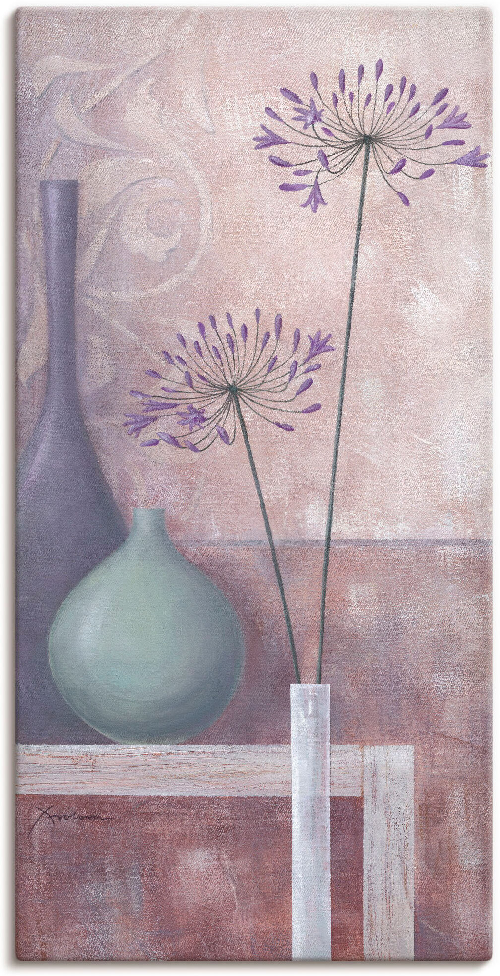Leinwandbild ARTLAND "Schattierungen I", beige (farbe bild(er): naturfarben), B:30cm H:60cm, Bilder, Leinwandbild, auf Holzrahmen gespannt farbe bild(er): naturfarben B/H/T: 30cm x 60cm, Leinwandbild Vasen & Töpfe Hochformat, 1 Stk.