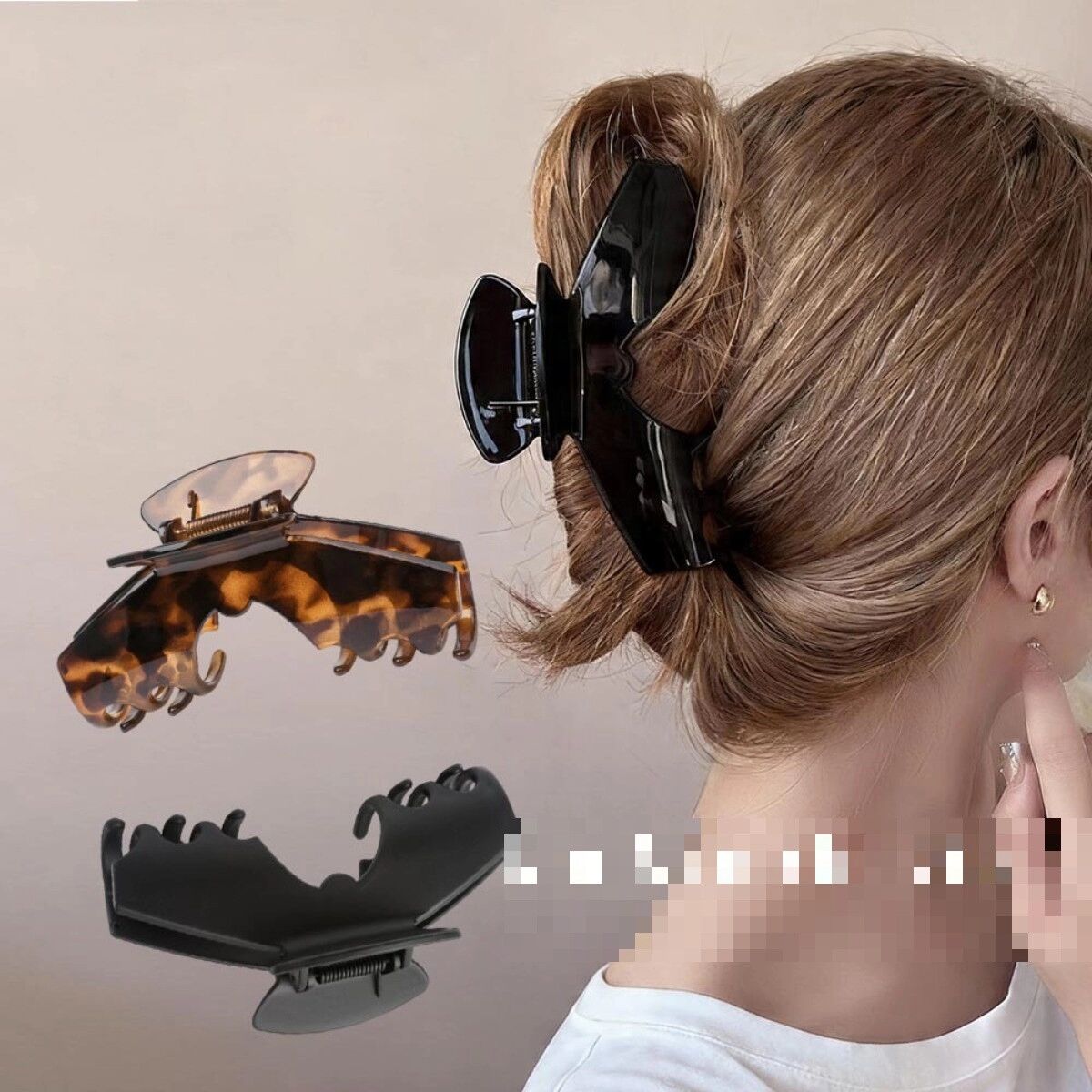 INF Lot de 3 pinces requin chignon de luxe - PC à haute rigidité avec ressort métallique intégré, cavité profonde imprimé Blanc