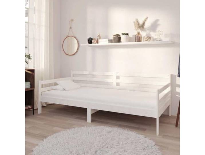 RJPLMFV Ruhebett mit Matratze, 90 x 200 cm, Weiß, massives Kiefernholz Schlafsofa, 2-in-1, robuste Latten, Komfort, Sitzen, Gäste, gesunde Rücken
