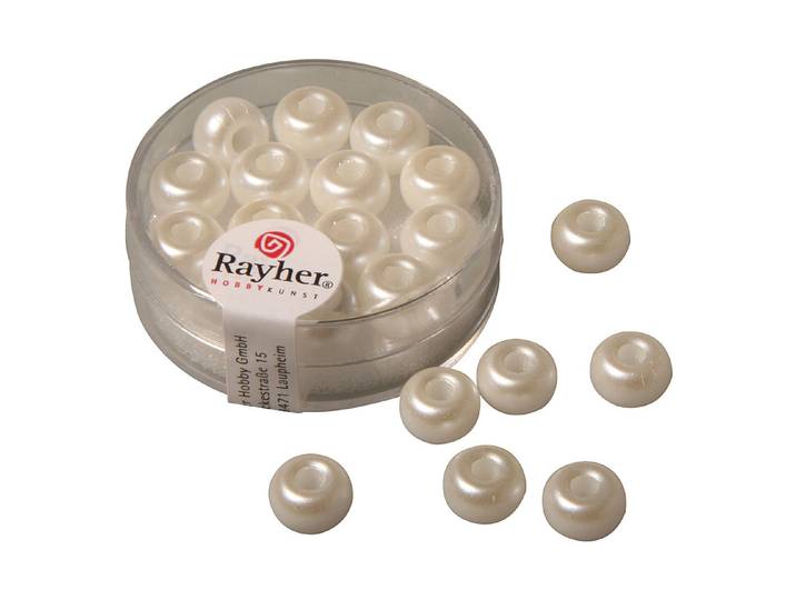 Rayher Glas-Grosslochradl Weiss 9 mm 14 Stück