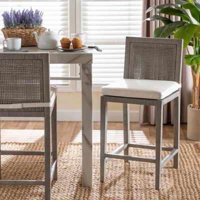 Sofia Natural Rattan Counter Stool by BrylaneHome in Grey (Size OS)
