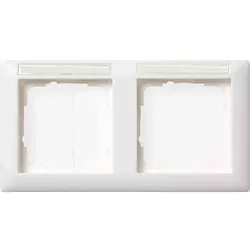 Gira Standard 55 Rahmen, 2f, reinweiß, glänzend, horizontal, Textfeld/Beschriftungsfläche, Kunststoff, Unterputzmontage, 109203