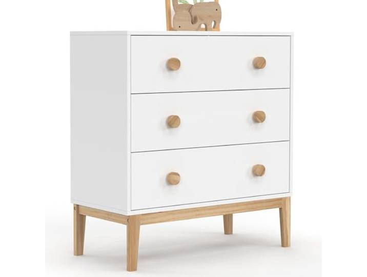IDMarket - Kommode mit 3 Schubladen Jacob 80 cm Kind weiß und Holz