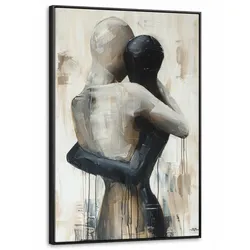 LEINWAND Bilder mit Rahmen - Abstrakt - Liebe - Schwarz und weiß - Modern - 80x120