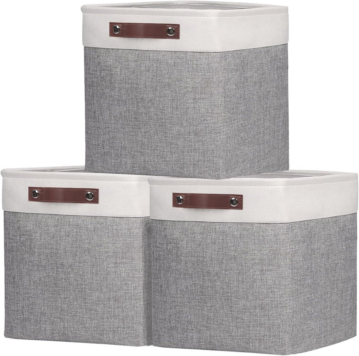 Set van 3 opvouwbare stoffen opbergdozen met handvatten voor kleding en accessoires
