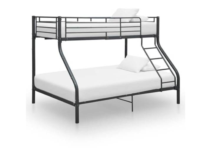 RJPLMFV Etagenbett, Metall, Schwarz, 140 x 200 cm Mit Leiter und Korpusschutz, Lattenrost inklusive, ohne Matratze, für Kinderzimmer