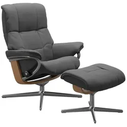 Stressless Sessel mit Hocker Mayfair Cross Leder Grau Batick Grey M (Medium)