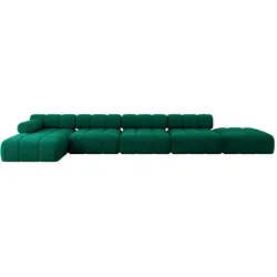 ECKSOFA modulares Sofa Lizur-L3 - 475x160x70 cm Dunkelgrün Velours