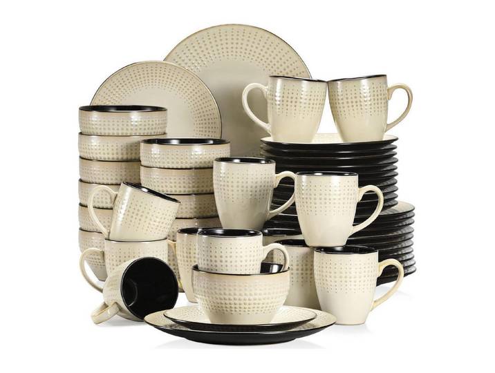 LuxusKollektion Kombiservice Kombiservice Steinzeug 48-teiliges Tafelservice Guto-beige