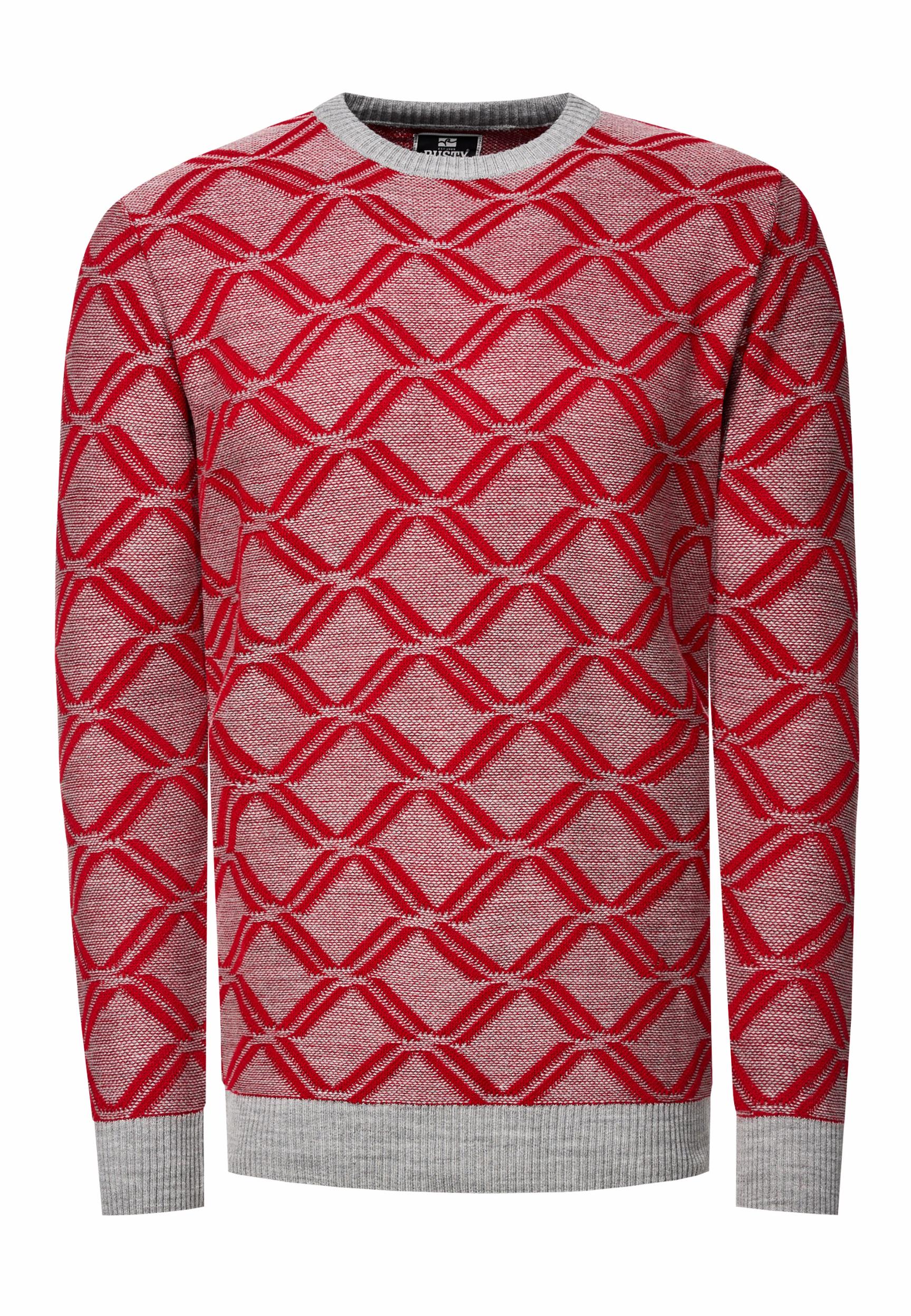 Feinstrick mit Karo-Muster Rundhals-Pullover